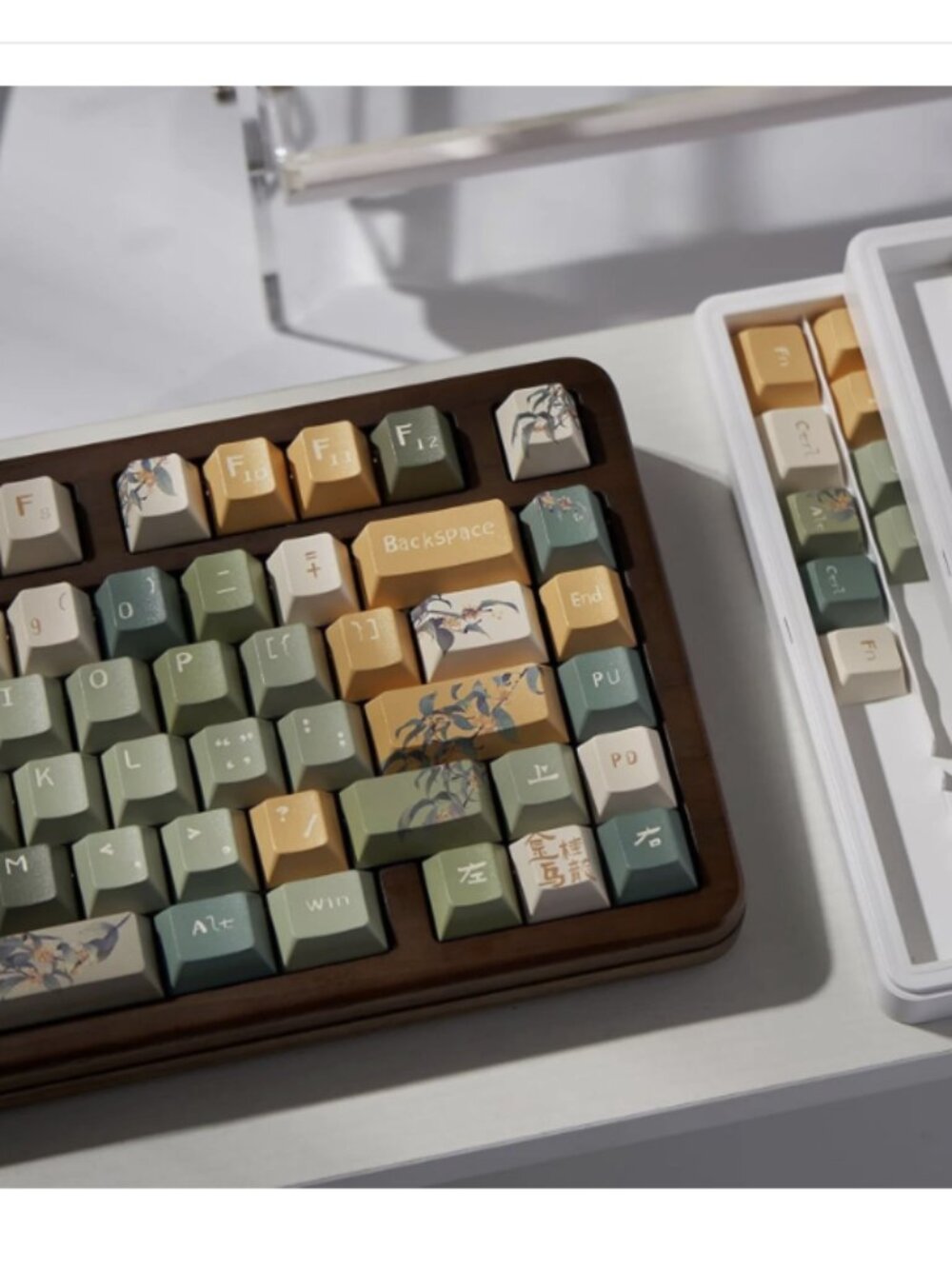 Green Keycaps PBT Dye Sub Cherry Profile Keycaps Autumn Osmanthus **Please Read*